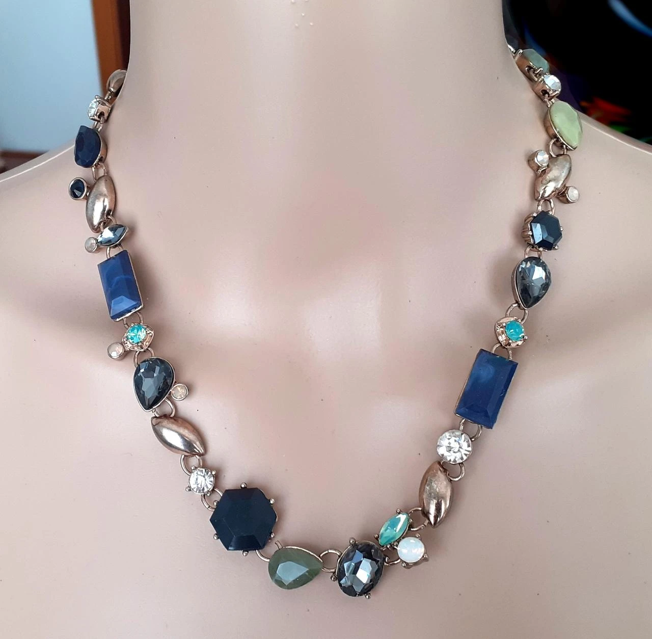 Vintage necklace large colored stones and strass – photo 4